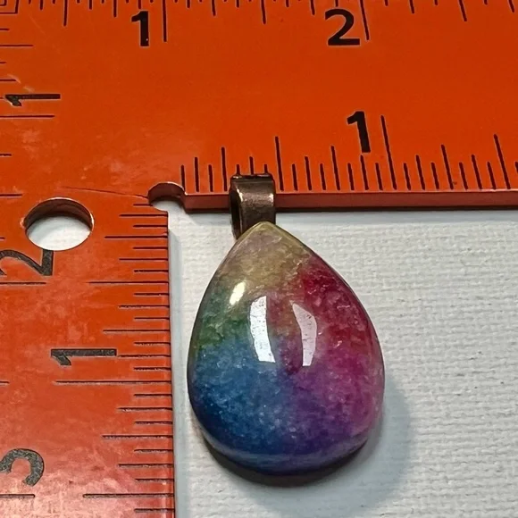 Multicolor Teardrop Rainbow Jasper Pendant - Picture 3 of 5
